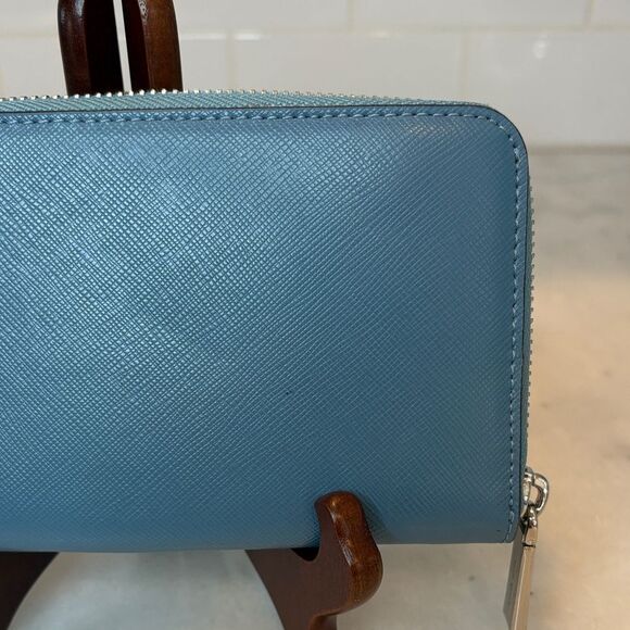 Kate Spade Wallet Leather Staci Blue White Colorblock Full Zip Continental - Picture 6 of 16